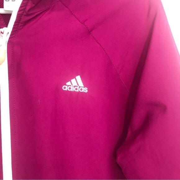 Adidas Magenta Pink White Stripe Vented Zip Up Track Jacket - Picture 9 of 15